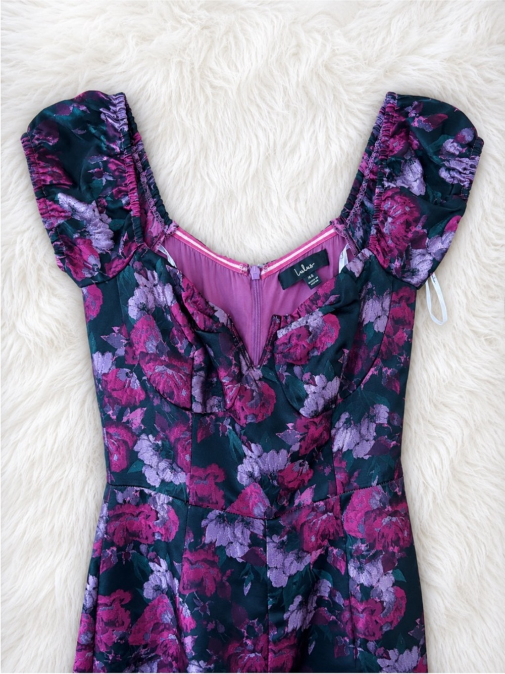 Lulu's Black Floral Maxi Jumpsuit with Purple Bloom Print - Picture 2 of 2